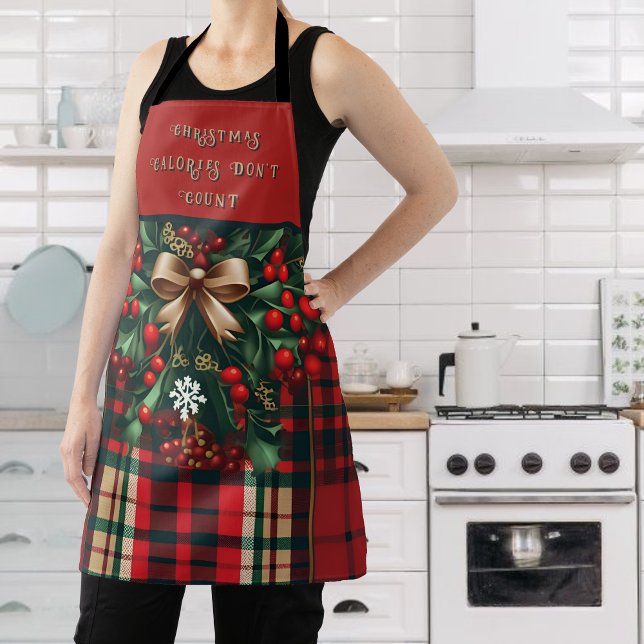 Christmas Bows and Berries Plaid Apron (Creator Uploaded)