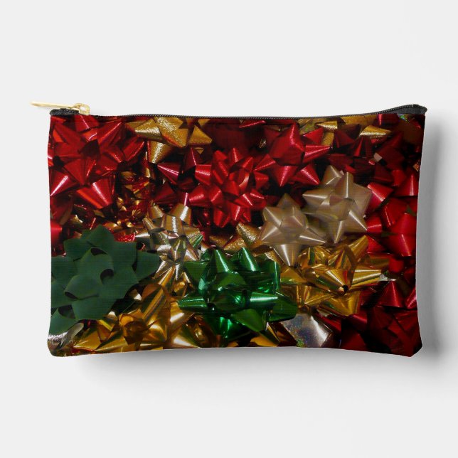 Christmas Bows Colourful Festive Holiday Accessory Pouch (Front)