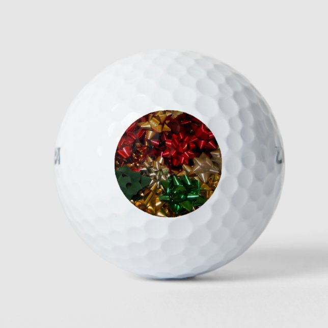 Christmas Bows Colourful Festive Holiday Golf Balls (Front)