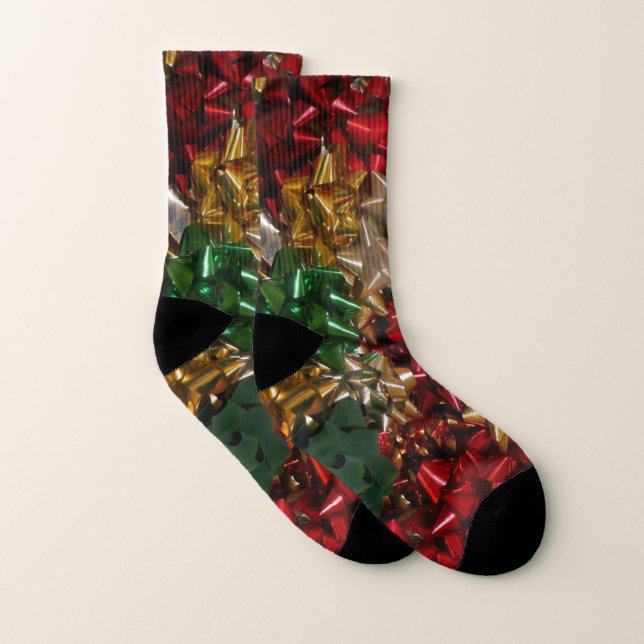 Christmas Bows Colourful Festive Holiday Socks (Pair)