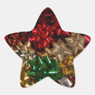 Christmas Bows Colourful Festive Holiday Star Sticker