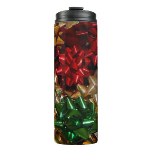 Christmas Bows Colourful Festive Holiday Thermal Tumbler