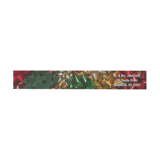 Christmas Bows Colourful Festive Holiday Wrap Around Label (Individual)
