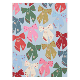 Christmas Bows Coquette Blue Tablecloth