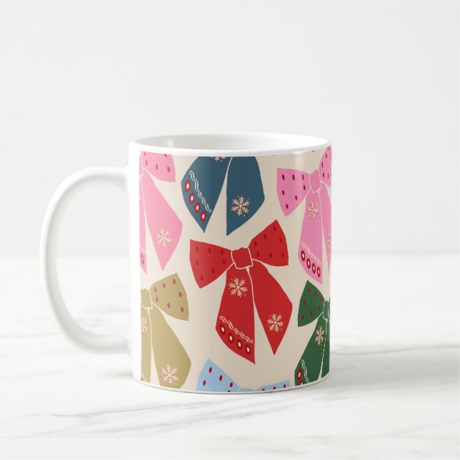 Christmas Bows Coquette Coffee Mug (Left)