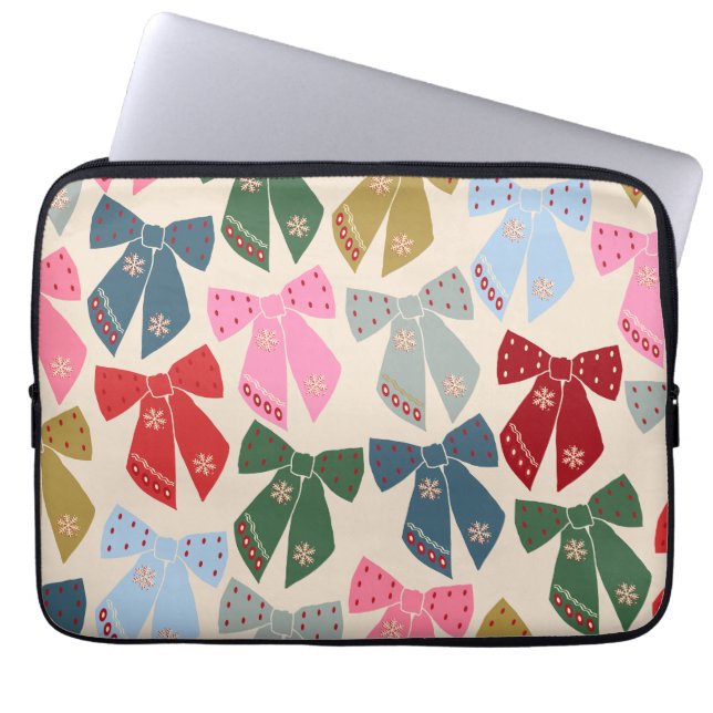 Christmas Bows Coquette Laptop Sleeve (Front)