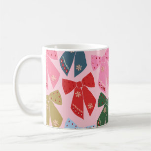 Christmas Bows Coquette Pink Coffee Mug