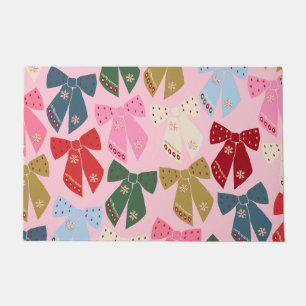 Christmas Bows Coquette Pink Doormat