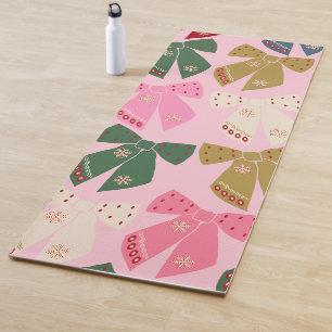 Christmas Bows Coquette Pink Yoga Mat