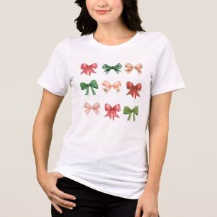Christmas Bows - coquette red green Tri-Blend Shirt