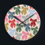 Christmas Bows Coquette Round Clock<br><div class="desc">Christmas Bows - Coquette Ribbons.</div>