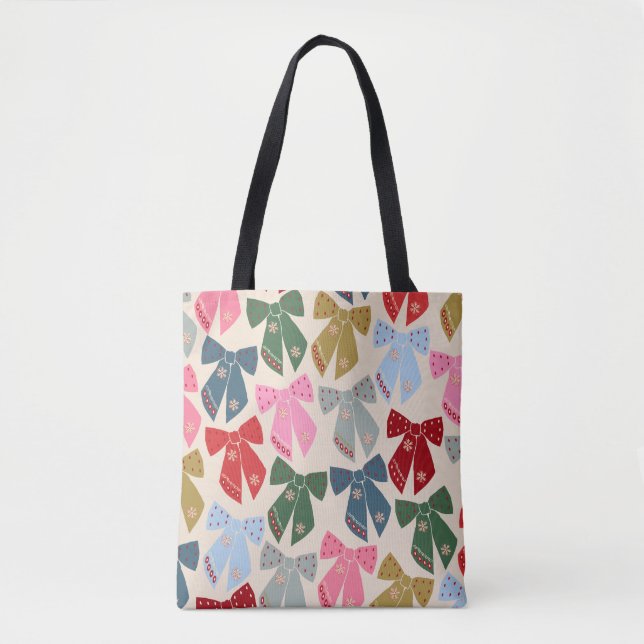 Christmas Bows Coquette Tote Bag (Front)