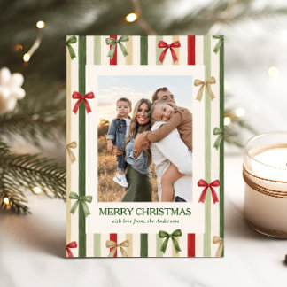 Christmas Bows Photo Holiday Card