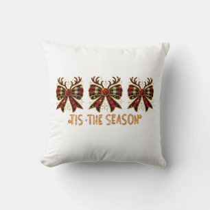 Christmas Bows Plaid Bows Red Cushion
