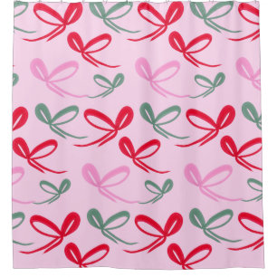 Christmas Bows Reversible Colour Shower Curtain