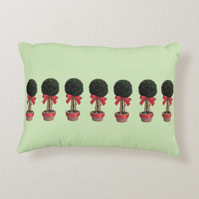 Christmas Box Ball Tree Patterned Accent Pillow (Back)