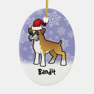 Christmas Boxer (add your pets name) Ceramic Ornament