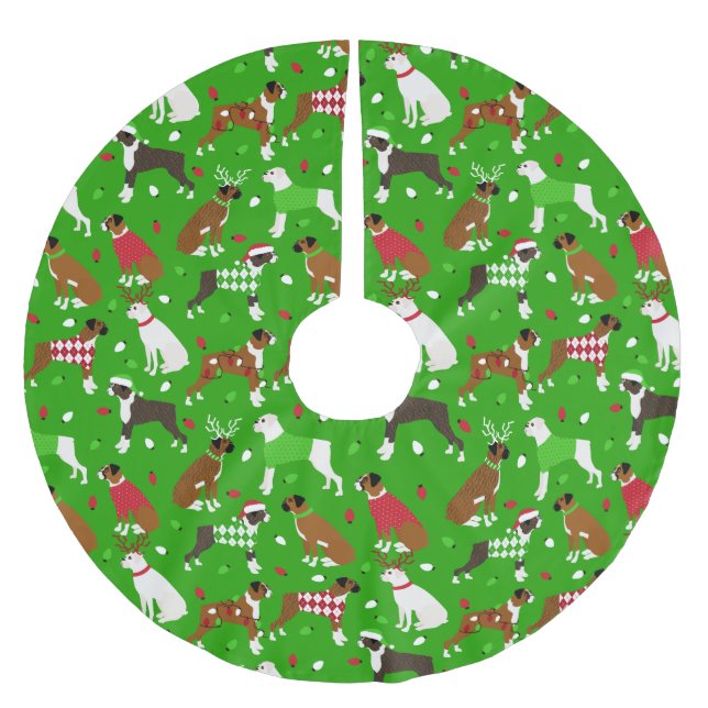 Christmas Boxer Brushed Polyester Tree Skirt (Front)