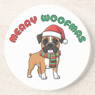 Christmas Boxer Coaster: Merry Woofmas Coaster