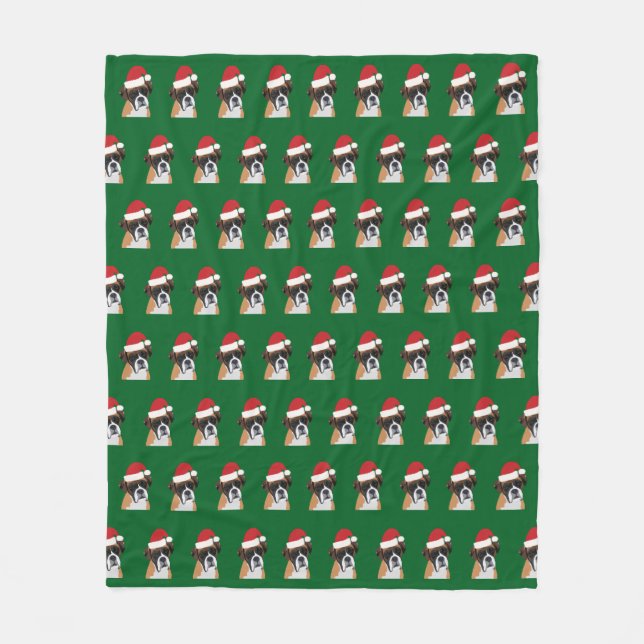 Christmas Boxer Dog Fleece Blanket (Front)