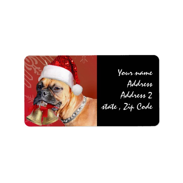Christmas Boxer dog Label (Front)