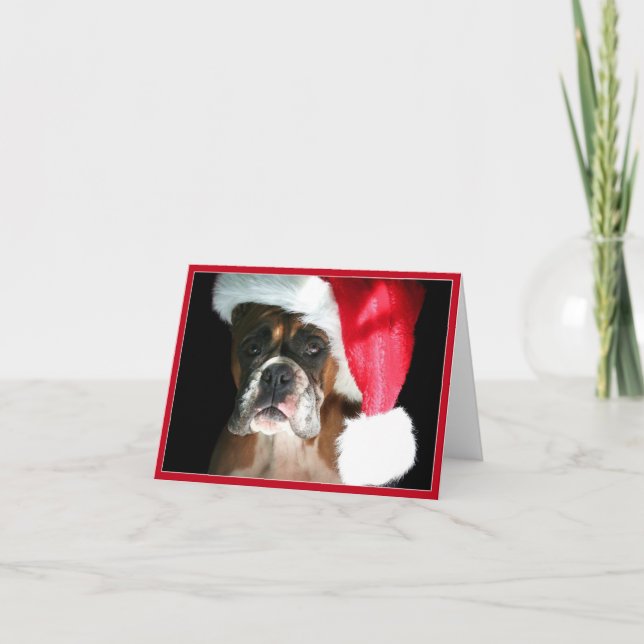 Christmas Boxer dog Notecard (Front)