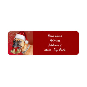 Christmas Boxer dog Return Address Label