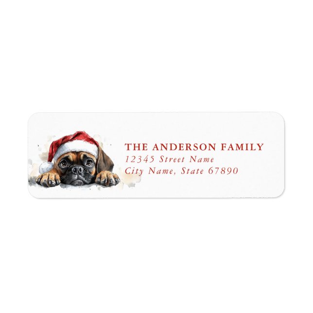 Christmas Boxer Dog Return Address Labels (Front)