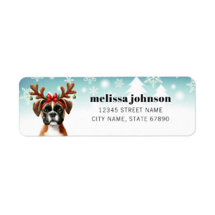Christmas Boxer Dog Return Address Labels