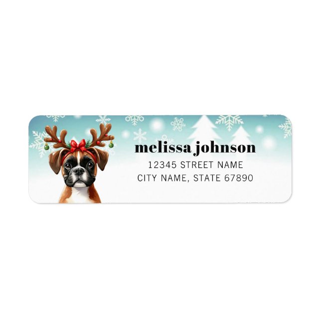 Christmas Boxer Dog Return Address Labels (Front)