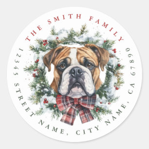 Christmas Boxer Dog Round Stickers