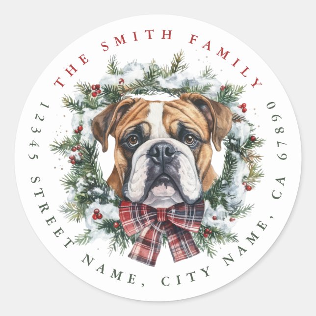 Christmas Boxer Dog Round Stickers (Front)