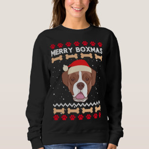Christmas Boxer Dog Santa Hat Ugly Xmas Merry Boxm Sweatshirt