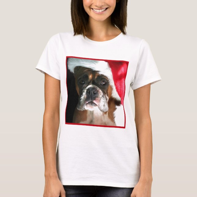 Christmas Boxer Dog T-Shirt (Front)
