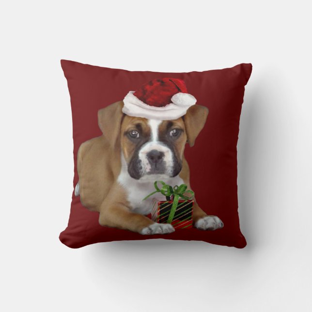 Christmas Boxer Dog throw pillow (Front)