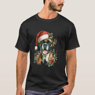 Christmas Boxer Dog Watercolor Artwork  T-Shirt