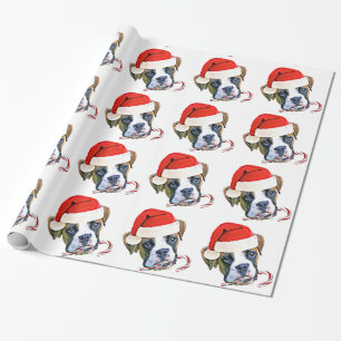 Christmas boxer dog wrapping paper
