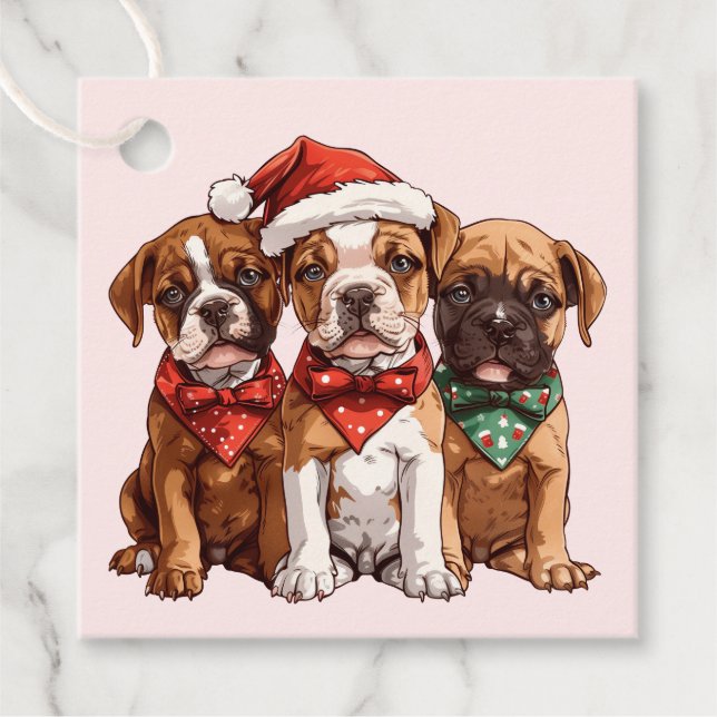 Christmas Boxer Dogs Favour Tags (Front)