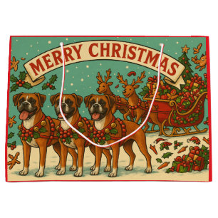 Christmas Boxer Dogs Gift Bag