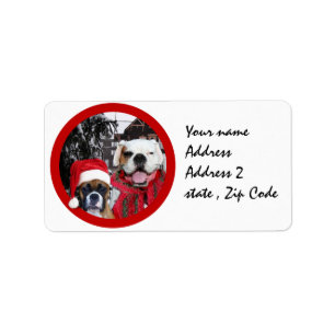 Christmas boxer dogs mailing labels