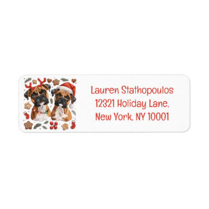 Christmas Boxer Dogs Return Address Label