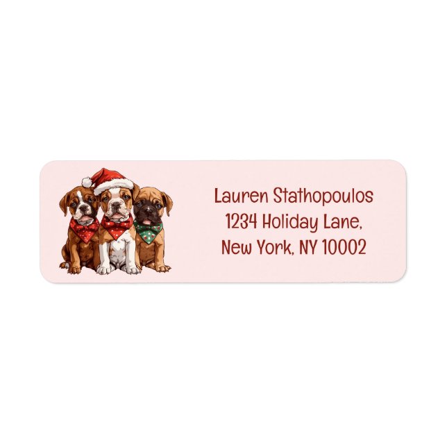 Christmas Boxer Dogs Return Address Label (Front)