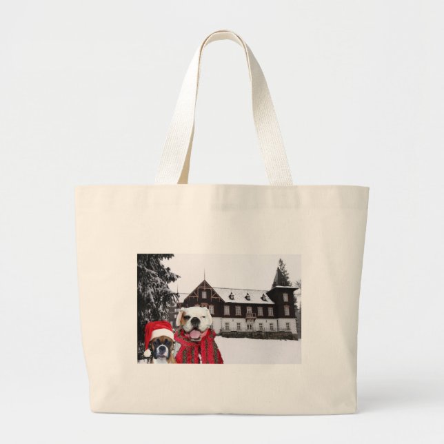 Christmas Boxer Dogs tote bag (Front)