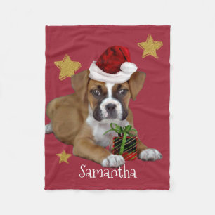 Christmas Boxer persoanlized dog fleece blanket