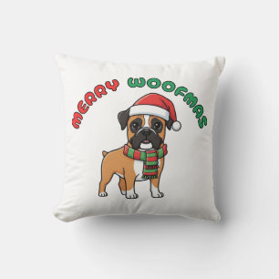 Christmas Boxer Pillow: Merry Woofmas Cushion