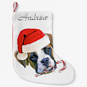 Christmas Boxer puppy dog personalised stocking