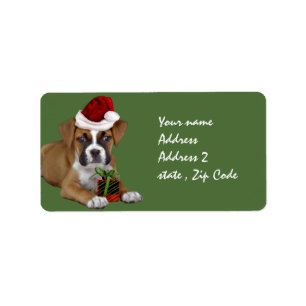 Christmas Boxer puppy Label
