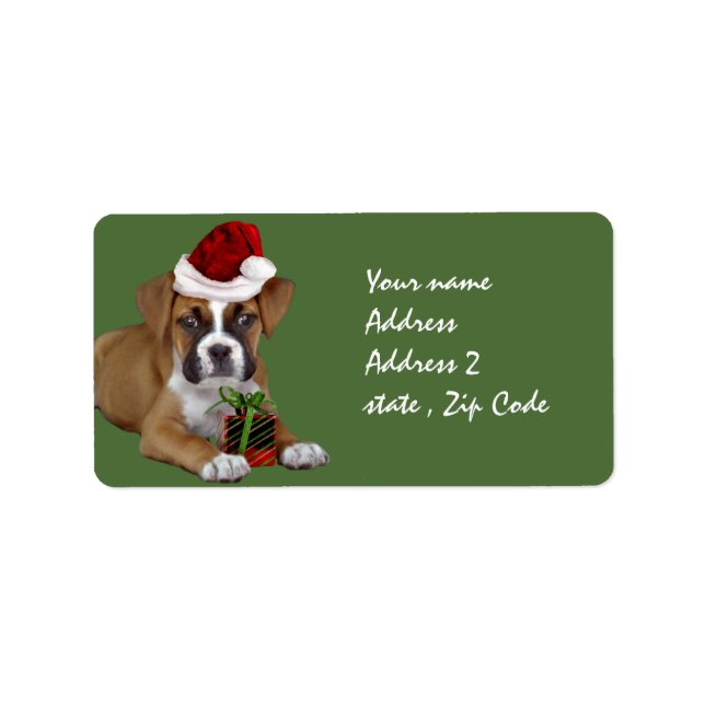 Christmas Boxer puppy Label (Front)