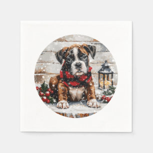 Christmas Boxer Puppy Napkin