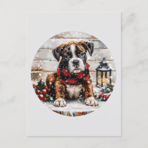 Christmas Boxer Puppy Postcard